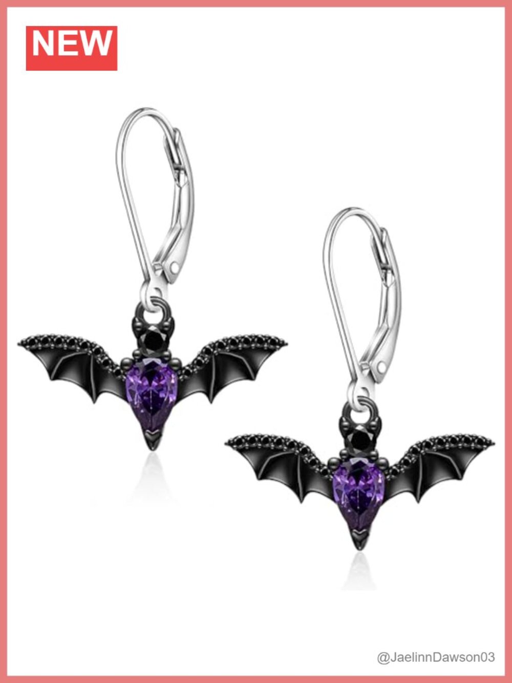 925 Sterling Silver Bat Wing Dangle Earrings Gothic Halloween Jewelry